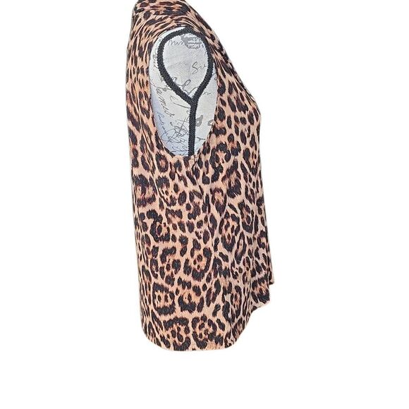 Anne Klein Women's Size Large Brown Black Leopard Print Sleeveless Blouse - Picture 5 of 5